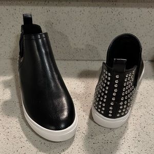 Black Leather Slip On Studded Sneaker